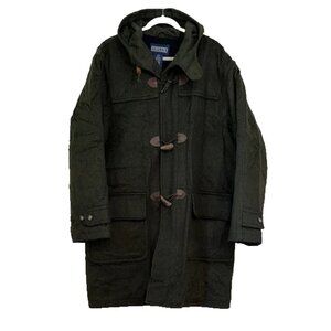 Lands’ End Vintage Wool Military Field Jacket Toggle Hooded Coat‎ Size 42–44